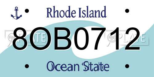 8OB0712 Rhode Island License Plate