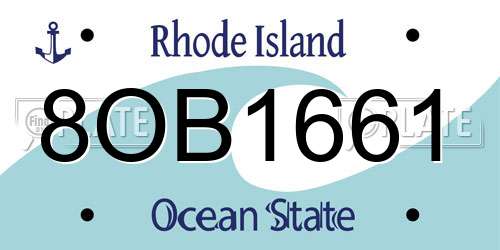 8OB1661 Rhode Island License Plate