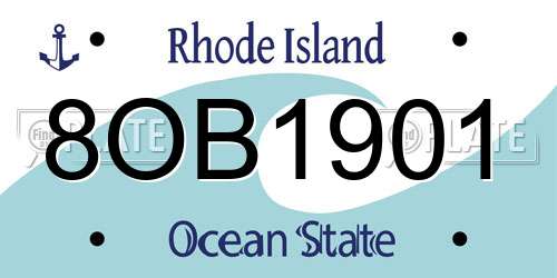 8OB1901 Rhode Island License Plate