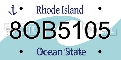 8OB5105 Rhode Island License Plate