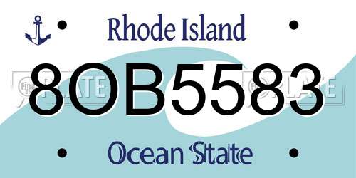 8OB5583 Rhode Island License Plate