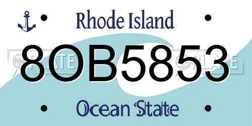 8OB5853 Rhode Island License Plate
