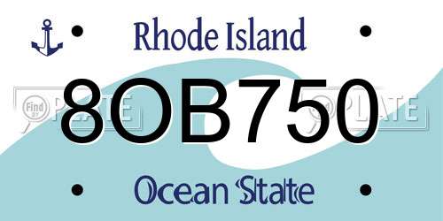 8OB750 Rhode Island License Plate
