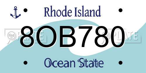 8OB780 Rhode Island License Plate