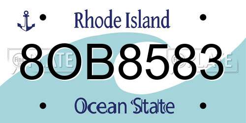 8OB8583 Rhode Island License Plate