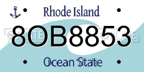 8OB8853 Rhode Island License Plate
