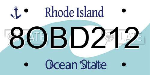 8OBD212 Rhode Island License Plate