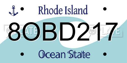 8OBD217 Rhode Island License Plate