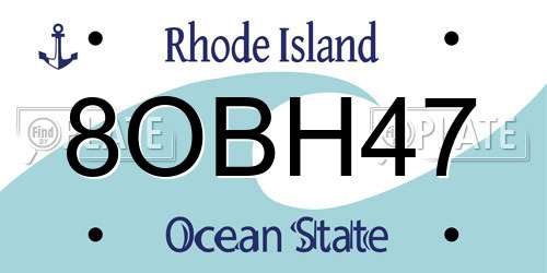 8OBH47 Rhode Island License Plate