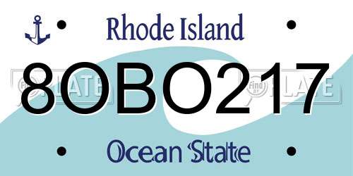8OBO217 Rhode Island License Plate