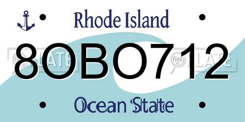 8OBO712 Rhode Island License Plate