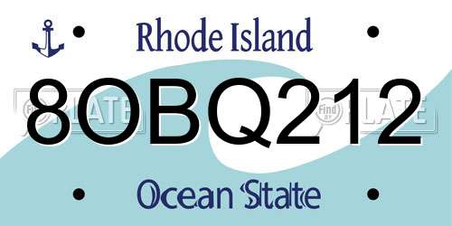 8OBQ212 Rhode Island License Plate