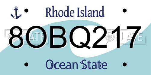 8OBQ217 Rhode Island License Plate