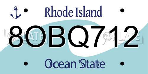 8OBQ712 Rhode Island License Plate