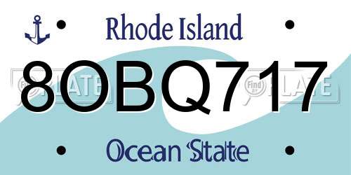 8OBQ717 Rhode Island License Plate