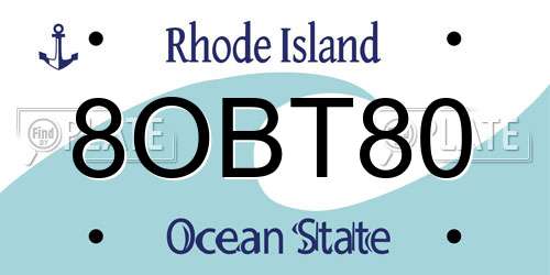 8OBT80 Rhode Island License Plate