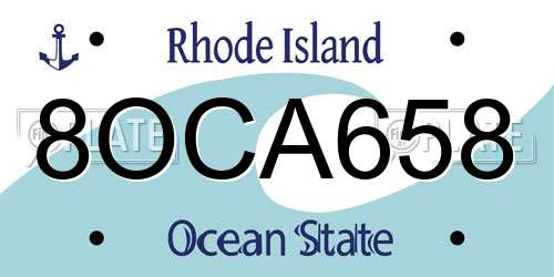 8OCA658 Rhode Island License Plate