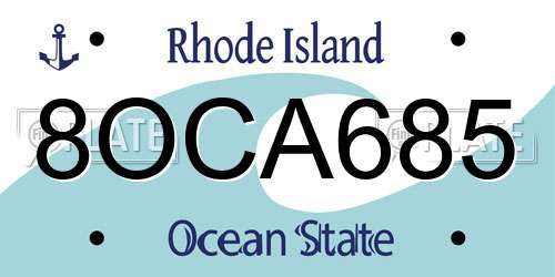 8OCA685 Rhode Island License Plate