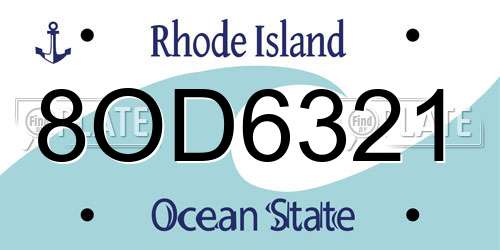 8OD6321 Rhode Island License Plate