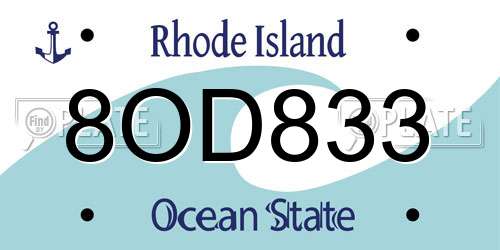 8OD833 Rhode Island License Plate