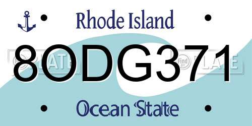 8ODG371 Rhode Island License Plate