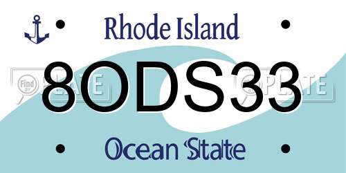 8ODS33 Rhode Island License Plate