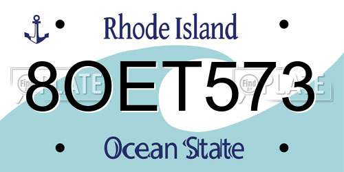 8OET573 Rhode Island License Plate