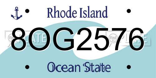 8OG2576 Rhode Island License Plate