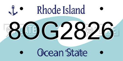 8OG2826 Rhode Island License Plate