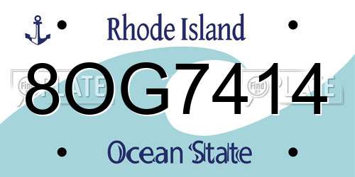 8OG7414 Rhode Island License Plate