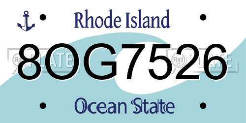 8OG7526 Rhode Island License Plate
