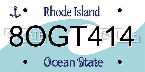 8OGT414 Rhode Island License Plate