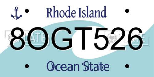 8OGT526 Rhode Island License Plate