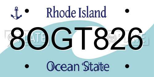 8OGT826 Rhode Island License Plate