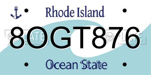 8OGT876 Rhode Island License Plate