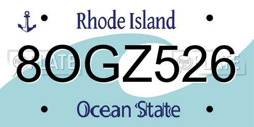 8OGZ526 Rhode Island License Plate