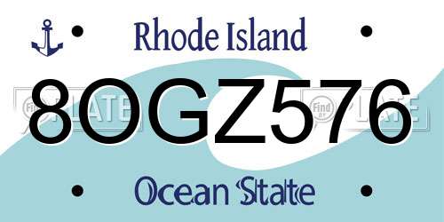 8OGZ576 Rhode Island License Plate