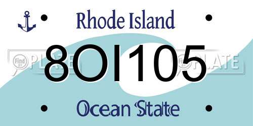 8OI105 Rhode Island License Plate