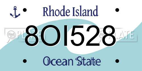 8OI528 Rhode Island License Plate