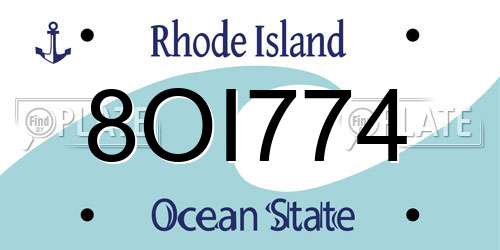 8OI774 Rhode Island License Plate