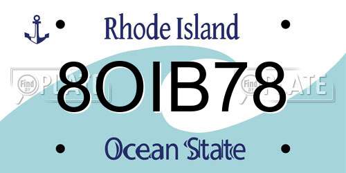8OIB78 Rhode Island License Plate