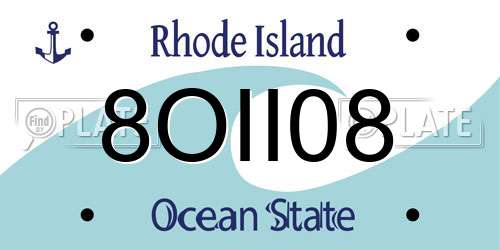 8OII08 Rhode Island License Plate