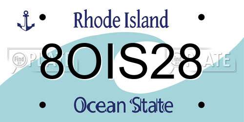 8OIS28 Rhode Island License Plate