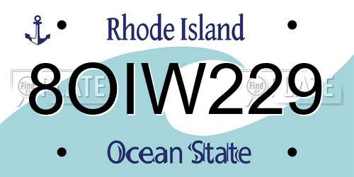 8OIW229 Rhode Island License Plate