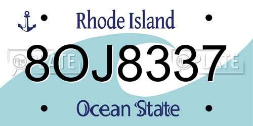 8OJ8337 Rhode Island License Plate