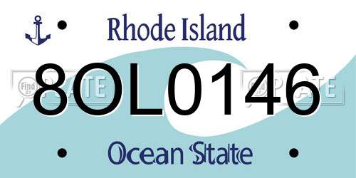 8OL0146 Rhode Island License Plate