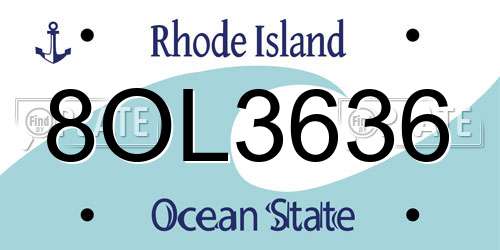 8OL3636 Rhode Island License Plate
