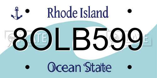 8OLB599 Rhode Island License Plate