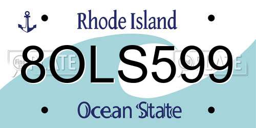 8OLS599 Rhode Island License Plate