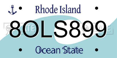 8OLS899 Rhode Island License Plate
